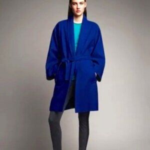 NARCISCO Rodriguez Design Nation Cobalt Blue Cocoon Belted Coat Jacket Small